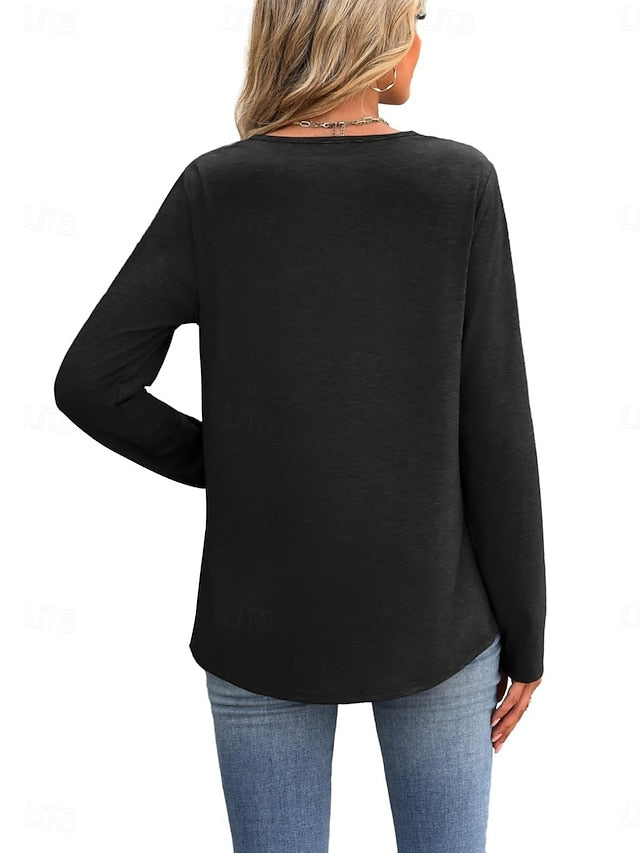 Women's Blouse Patchwork Embroidered Solid Color Stylish