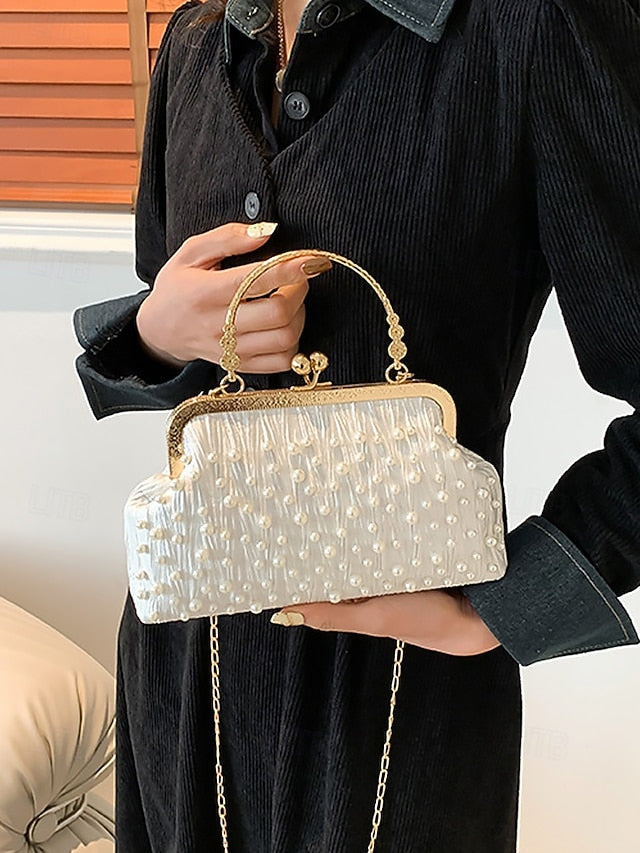 Elegant Vintage Bag – Beaded Evening Clutch Pearl Women's