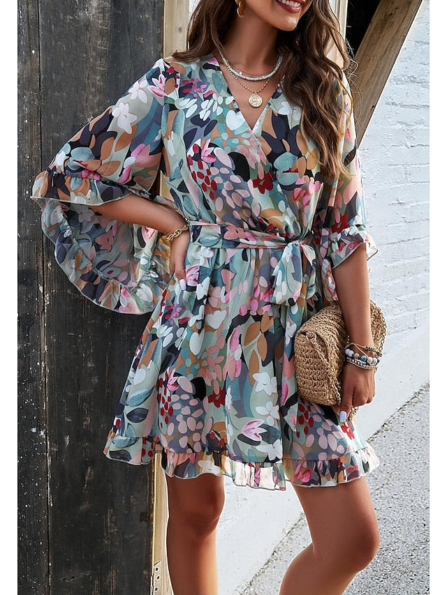 Women's Casual Dress Sheath Dress Sundress Rose 3D Print