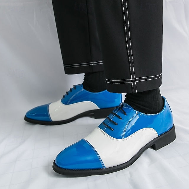 Shoes Blue Polished and with Men's Oxford White