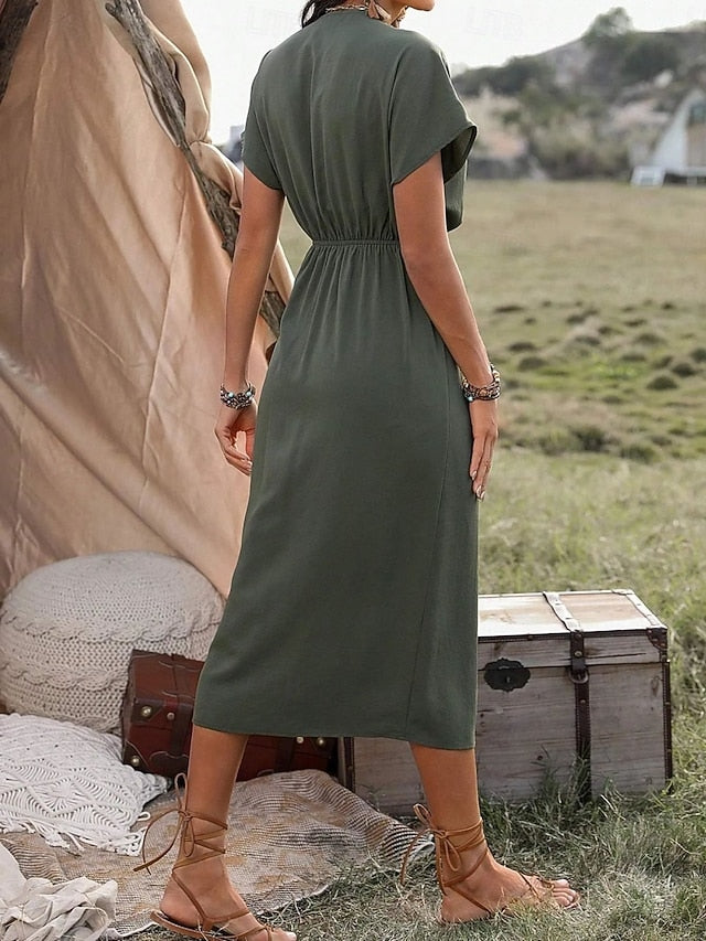 Women's Midi Dress Casual Dress Wrap Dress A Line Dress