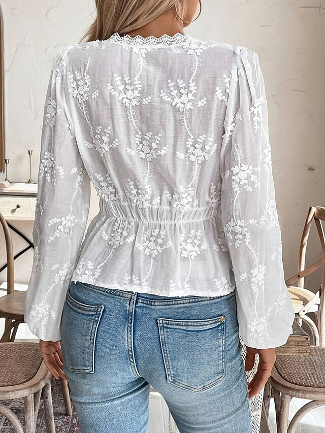 Women's Shirt Blouse Lace Tops Lace Plain Stylish Classic