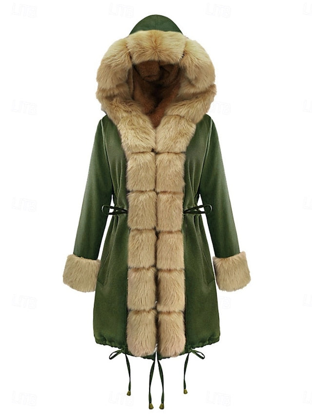 Pocket Warm Women's Coat Collar Faux Fur Breathable