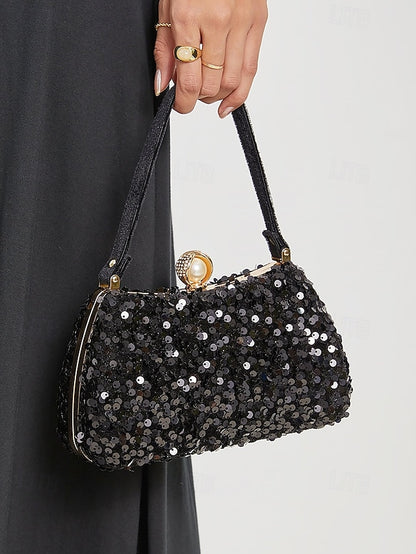 Pearl Black Clutch Sequin – with Accent Women's Evening