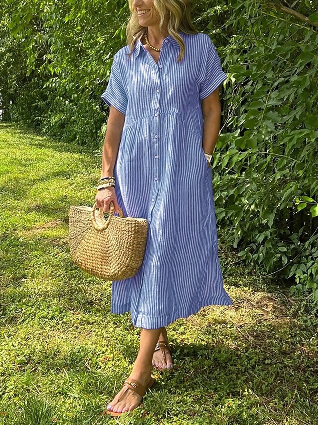 Women's Midi Dress A Line Dress Vacation Casual Outdoor