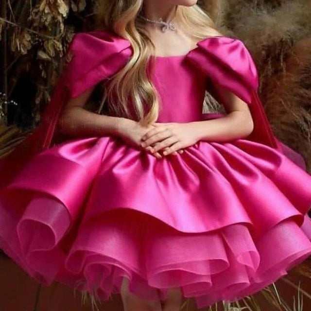 Flower Girls' Dress Color Kids Girl Solid Party