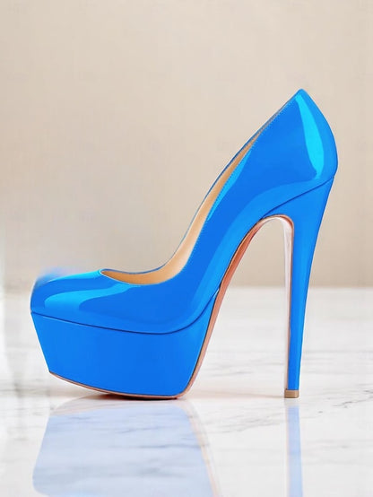 Patent Heels with Women's Platform Black Pointed-Toe and
