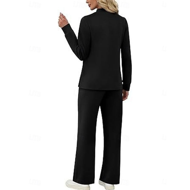 Women's Tracksuit Pants Sets Long Sleeve Crew Neck Plain