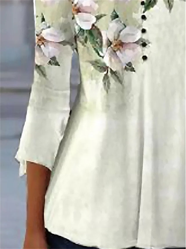 Women's T Shirt Daily Basic Floral Print 3/4 Length Sleeve