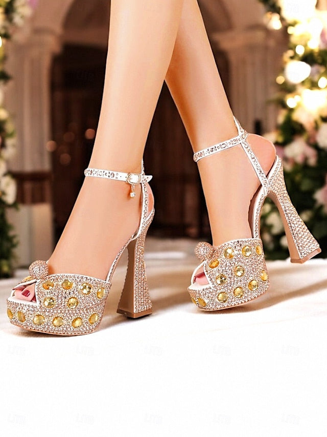 Women's Platform Crystal-Embellished with Sandals Glamorous
