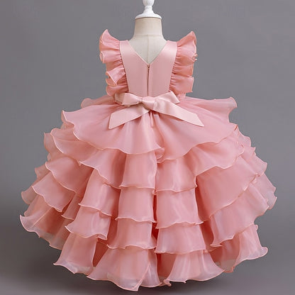 Floral Kids Girls' Party Dress Asymmetrical