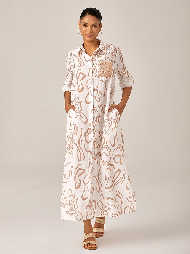 Women's Sleeveless Maxi Shirt Dress Summer A Line Shirt