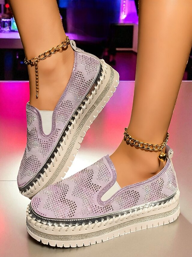 with Slip-On Platform Glitter Sneakers Mesh Women's