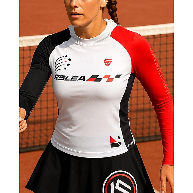 Women's Patchwork Tennis Top Long Sleeve Reflective Strip