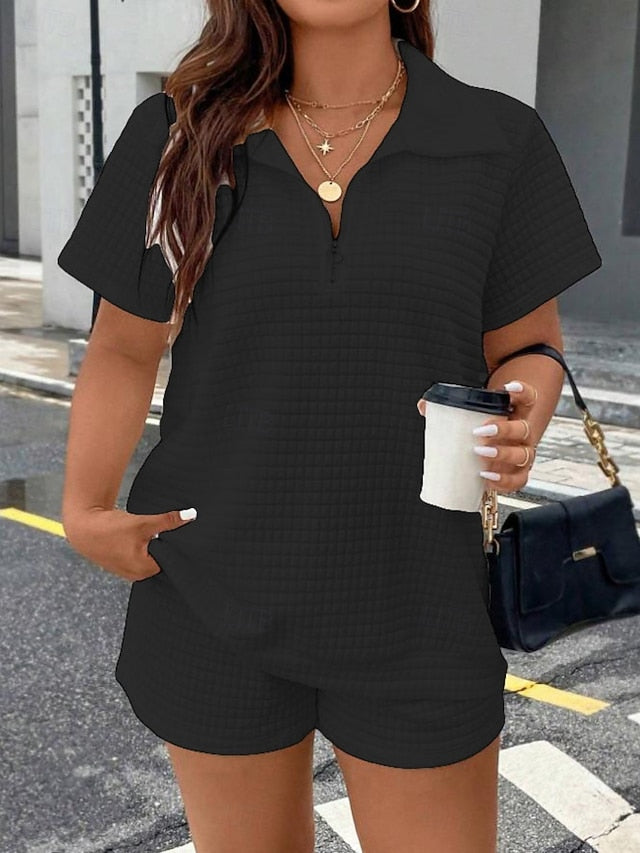 Women's Two Piece Sets Shorts Sets Short Sleeve Shirt