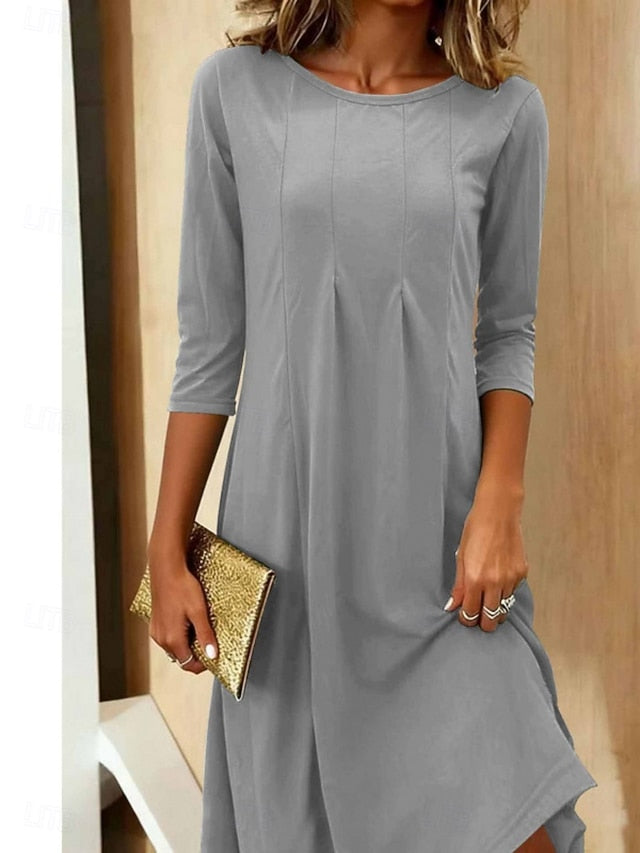 Women's Midi Dress Shift Dress Casual Daily Loose Fit Plain