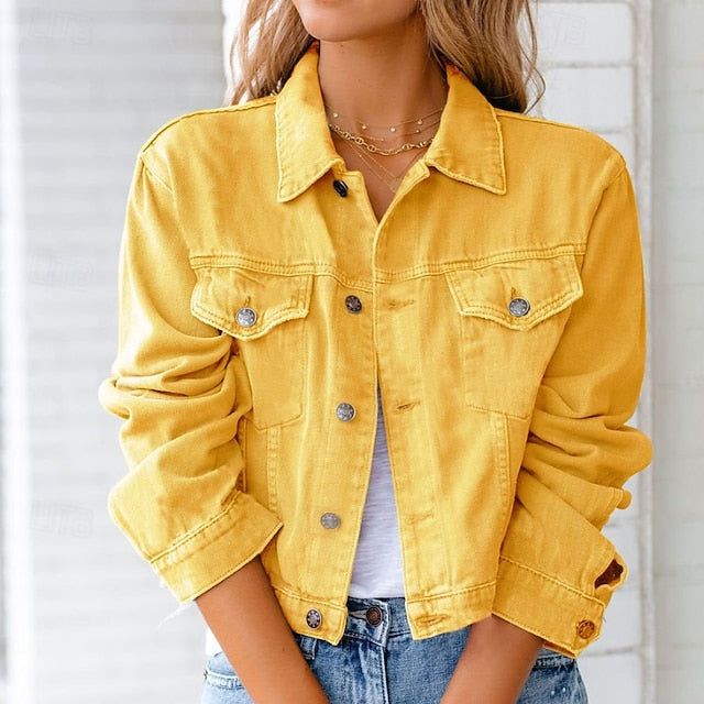 Women's Blouse Pocket Buttons Plain Stylish Long Sleeve