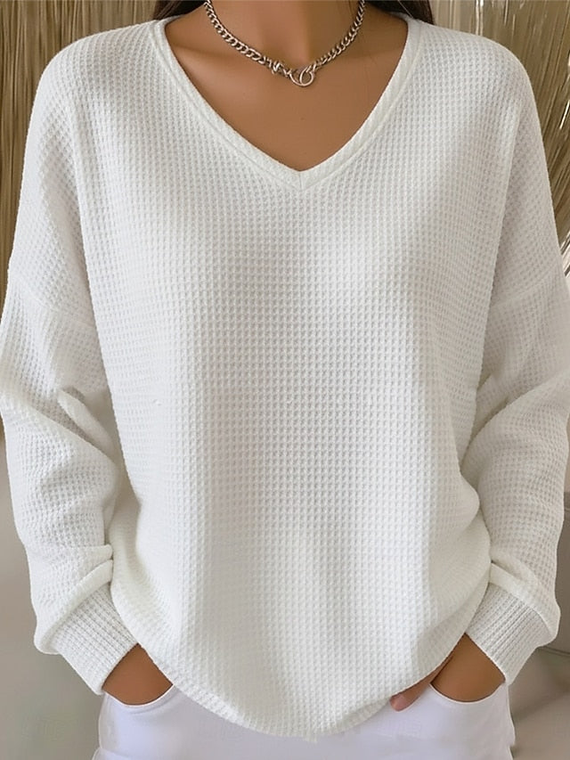 Women's Pullover Sweatshirt Casual Long Sleeve V Neck