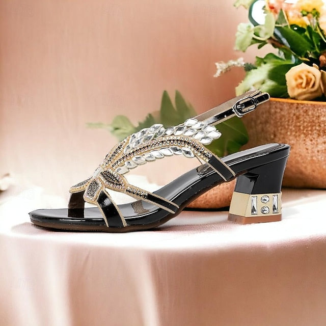 Round Rhinestone Women's Sandals Party Toe Shoes Wedding