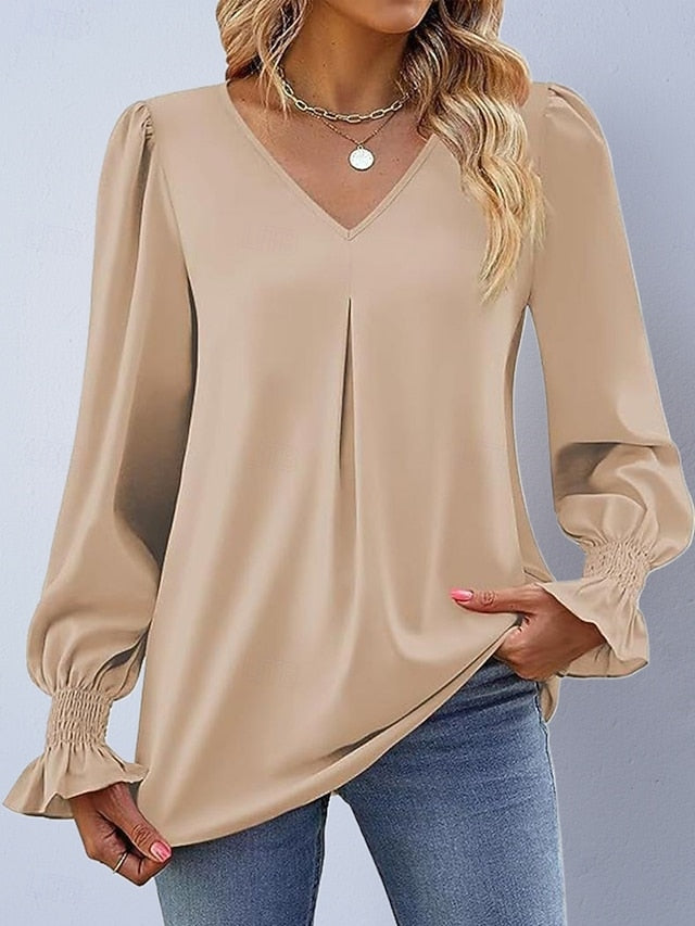 Women's Shirt Satin Shirt Blouse Plain Stylish Basic
