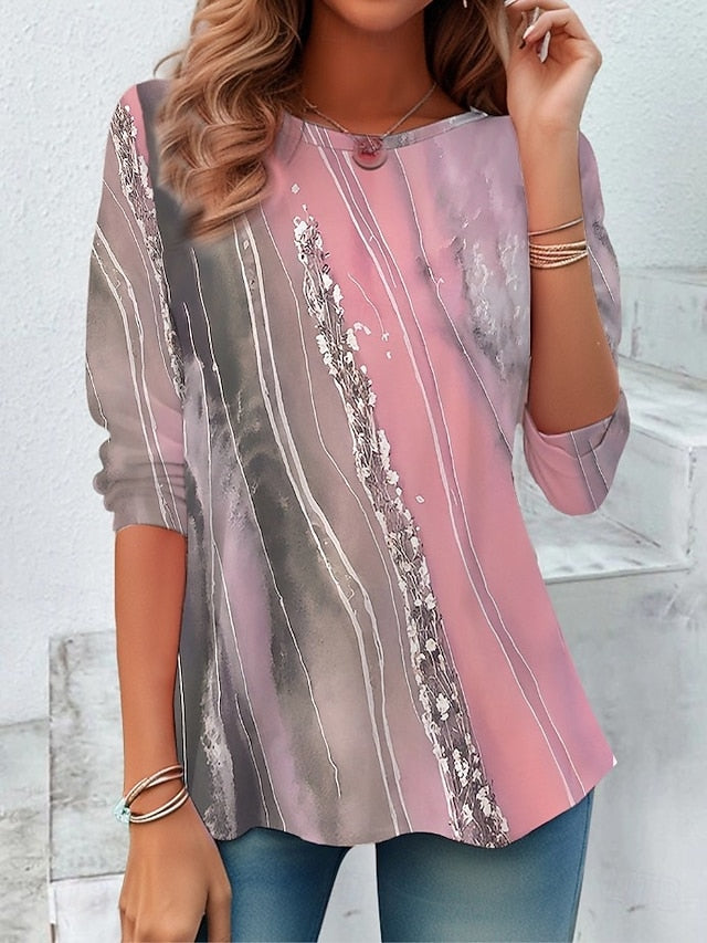 Easter Women's T shirt Crew Neck Long Sleeve Tunic Graphic