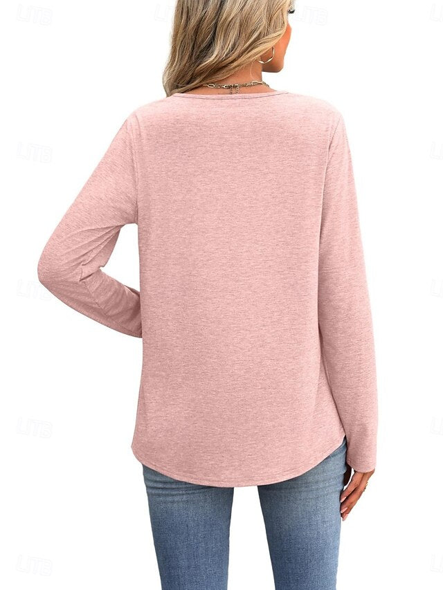 Women's Blouse Patchwork Embroidered Solid Color Stylish
