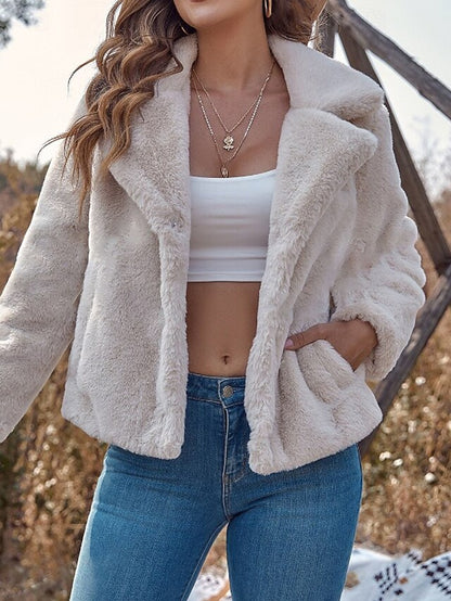 Fur Faux Women's Teddy Coat Warm Comfortable Pocket