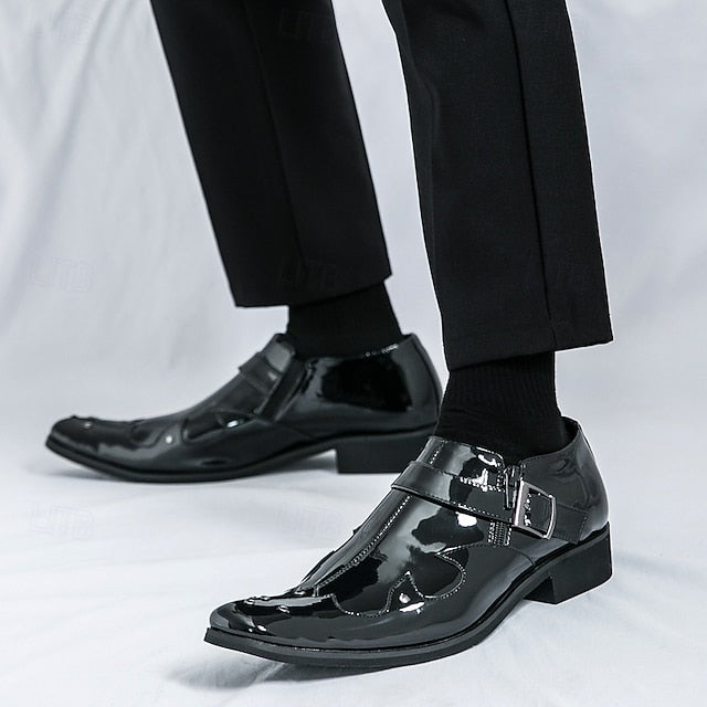 Strap Black Shoes Monk – Men's Leather Formal