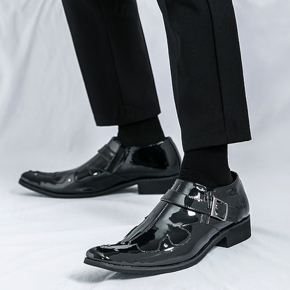 Strap Black Shoes Monk – Men's Leather Formal