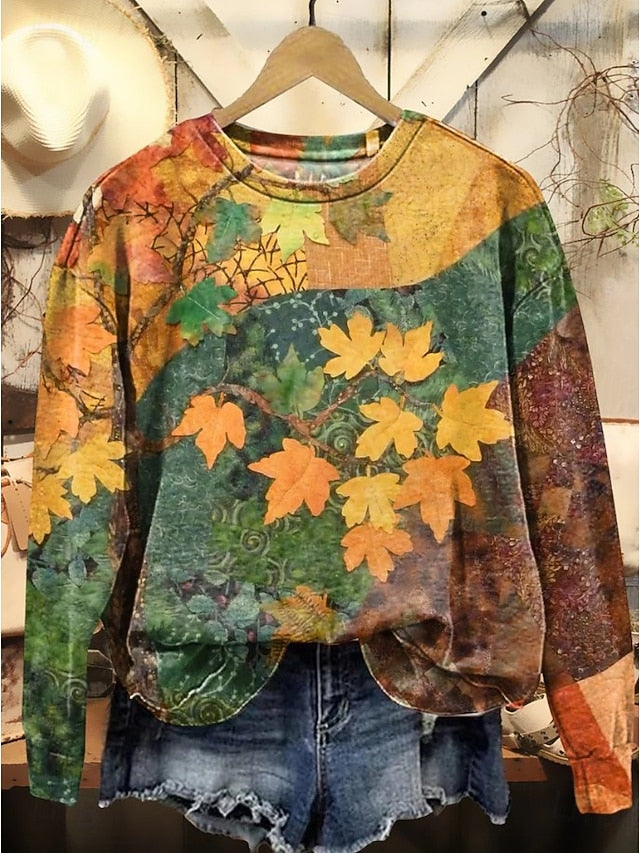 Women's Pullover Sweatshirt Floral Graphic Warm Active
