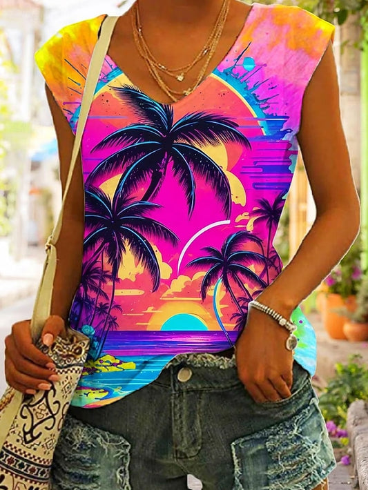 Women's Camisole Leaf Top Sleeveless Casual Stylish Tank