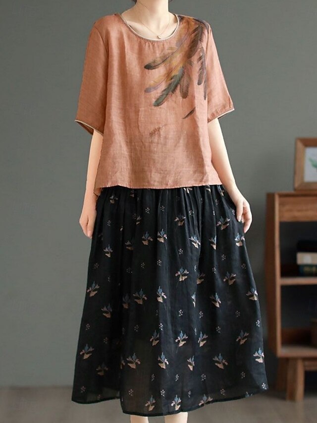 Women's Shirt Cotton Linen Shirts Blouse Faux Cotton Linen