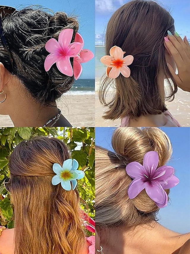 Hawaiian Clips Hair Plumeria Resin Tropical – Flower 6PCS