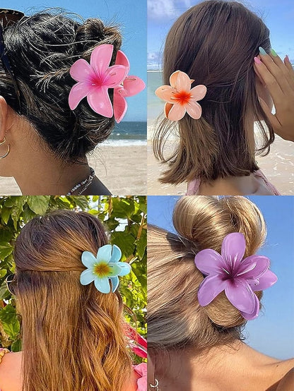 Hawaiian Clips Hair Plumeria Resin Tropical – Flower 6PCS