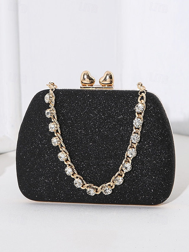 Sage Clutch with Rhinestone Green Evening Glitter Women's