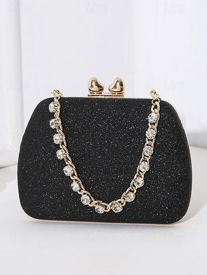 Sage Clutch with Rhinestone Green Evening Glitter Women's