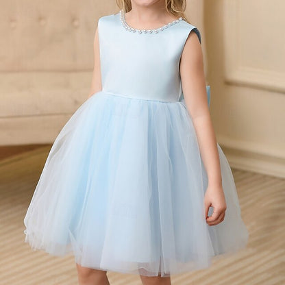 Wedding Dress Sleeveless Color Party Kids Girls' Solid