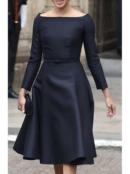 Neck Tea Mother A-Line Dress Elegant Jewel the of Bride Simple