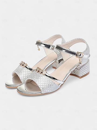 Block Women – Gold Heel for Rhinestone-Embellished Sandals