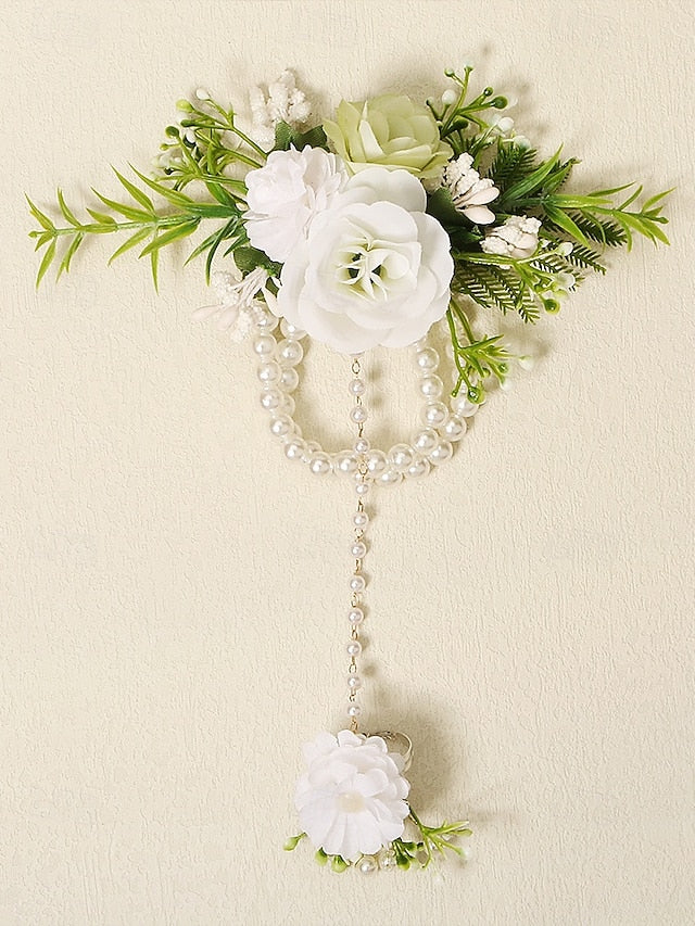 Set Floral – Pearls Jewelry Hand and with White Elegant Wrist