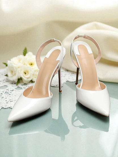Leather - Heels Slingback Pearl-Embellished Women's White