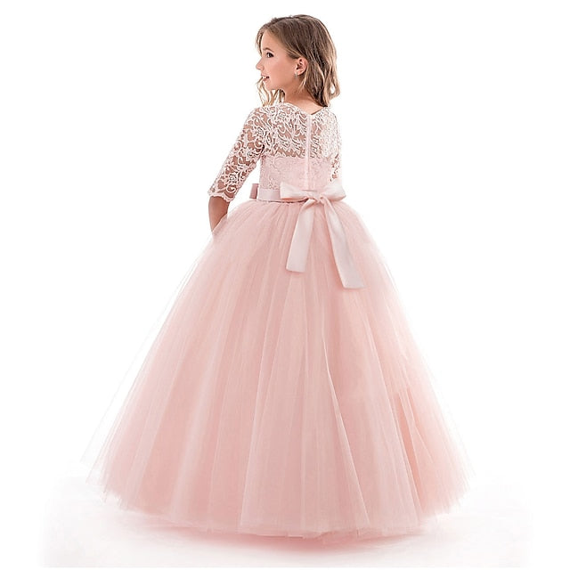 3-13 Lace Years Flower Prom Girl Dress Kids Princess