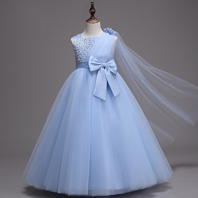 Solid Dress Kids Flower Colored Girls' Girl