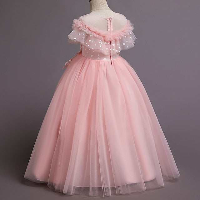 Solid Flower Kids Girls' Dress Party Girl Color