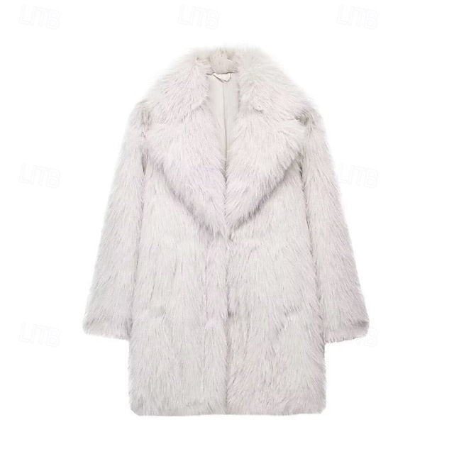 Fur Furs Comfortable Women's Pocket Warm Coat Faux