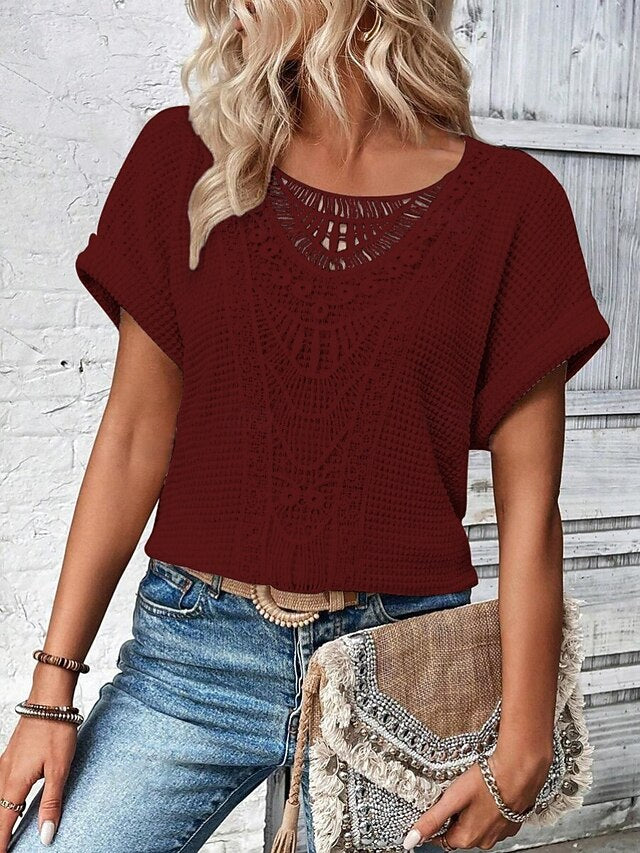 Women's Shirt Blouse Lace Tops Lace Plain Stylish Classic