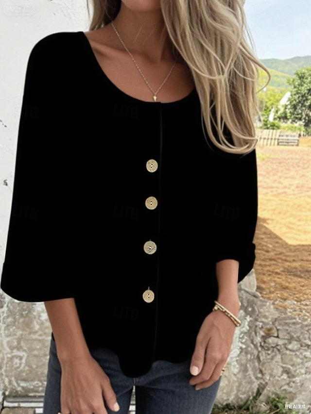 Women's Blouse Solid Color Elegant Stylish Casual Long