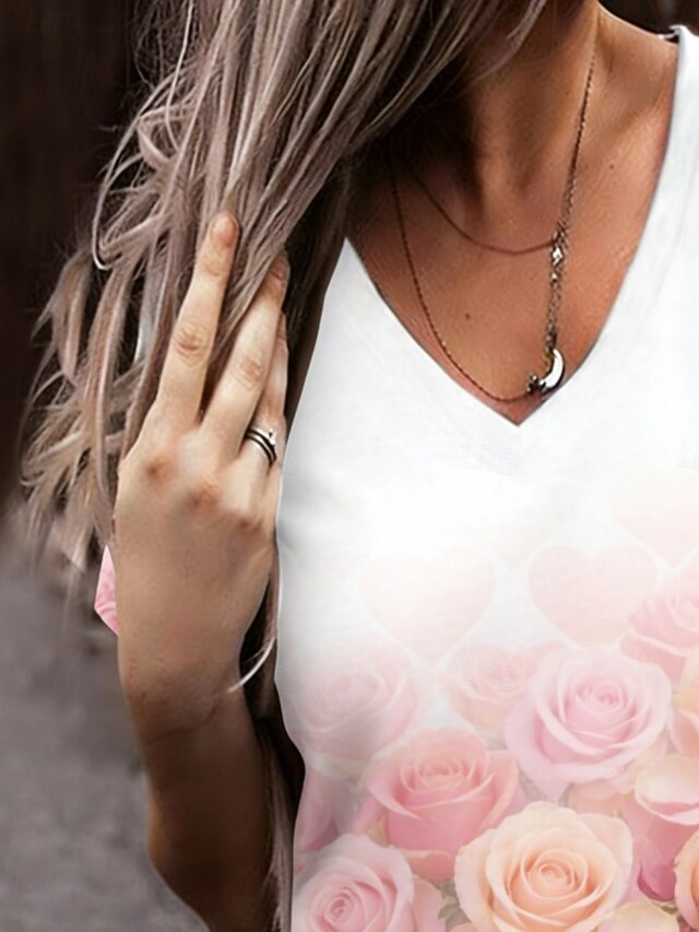 Valentine's Day Women's T Shirt Tee Top Print Floral