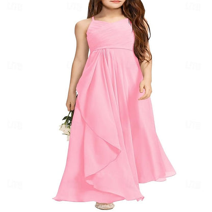 Girl Halter Junior Girls A-Line Flower Dress Bridesmaid Flowy