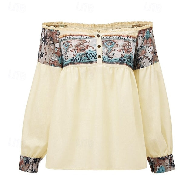 Women's Western Blouse Boho Shirt Blouse Print Flower